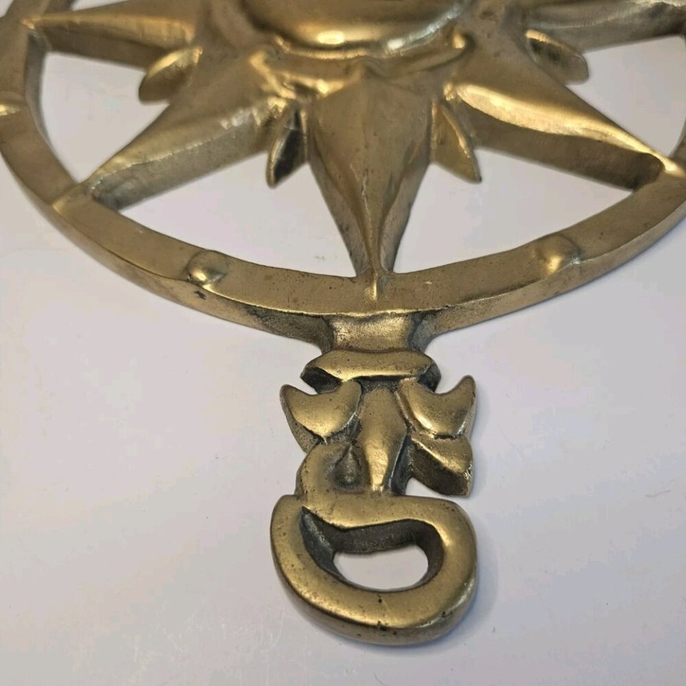 Vtg Brass Compass Rose Wall hanging Rose of the Winds Star Nautical decor - Picture 4 of 8